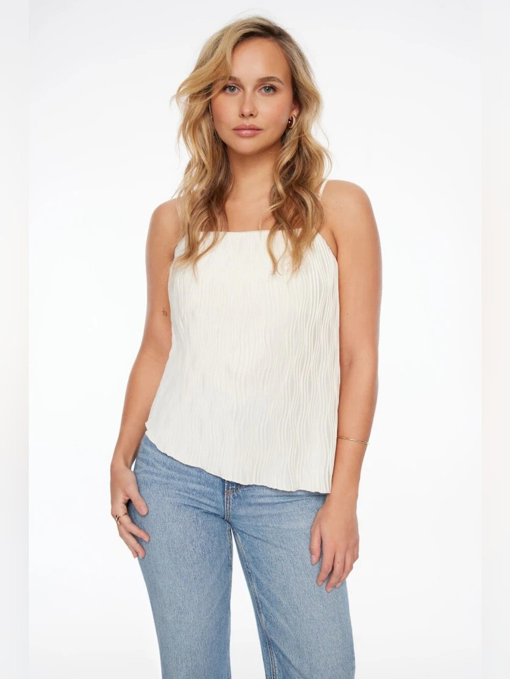 Dynamite Cream Pleated Wave Camisole